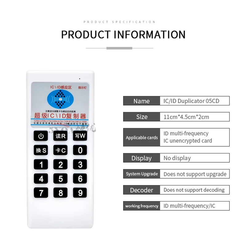 Handheld Frequency 125Khz 13.56MHZ Copier Duplicator Cloner RFID NFC IC Card Reader Writer Access Control Card Tag Duplicator