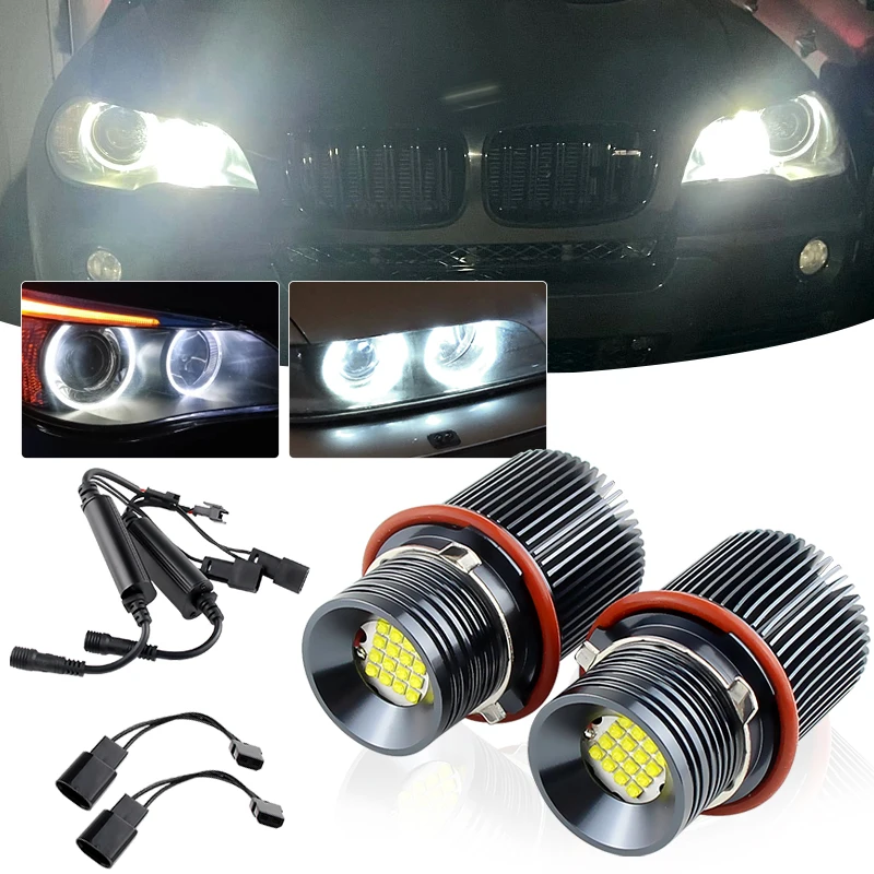 2Pcs CANbus For BMW E39 E53 E60 E61 E63 E64 E65 E66 E87 525i 530i xi 545i M5 Error Free 320w LED Angel Eyes Marker Lights Bulbs