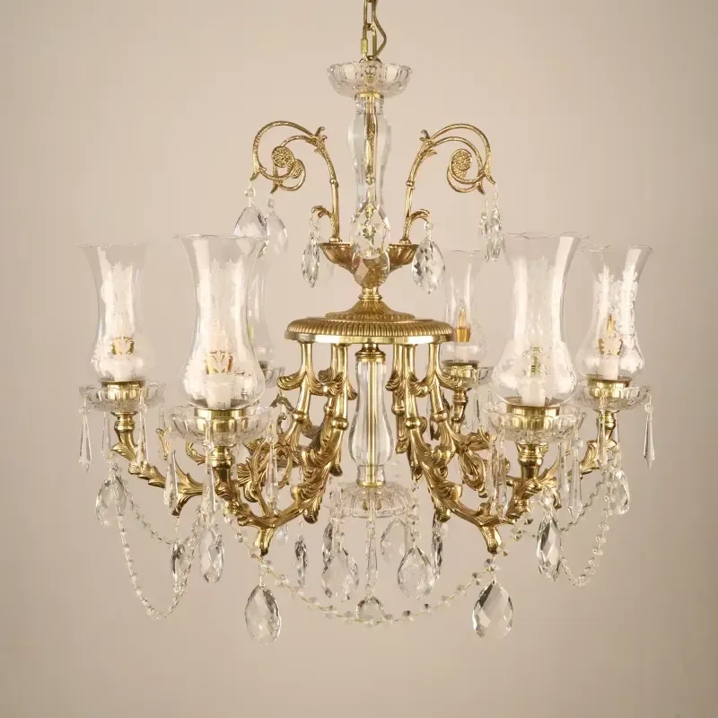 Wholesale Villa Living Room Brass Branch Chandelier French Hotel Crystal Art Banquet Hall Lighting Fixtures