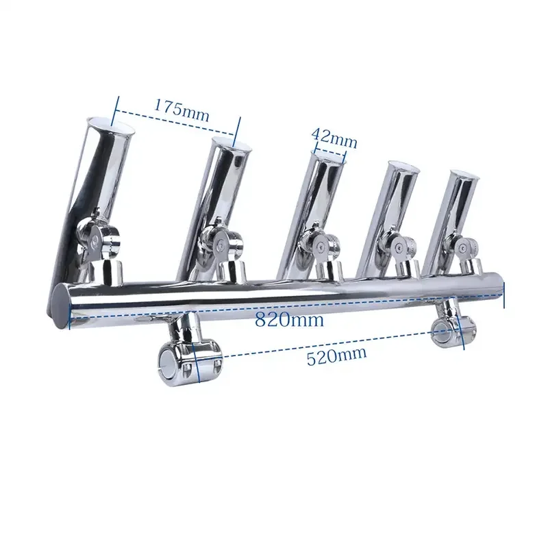 5 Tubes 304 Stainless Steel Fishing Rod Holders Angle Adjustable Console Boat T Top Rocket Launcher Boat Accessories