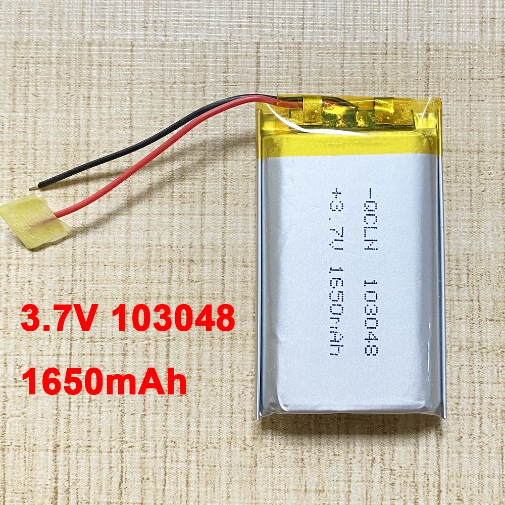 3.7V 103048 1650mAh Rechargeable Lithium Li-polymer Battery Replacement DIY Battery for Camping Lamp Headlight Audio Massager