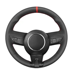 Black Faux Leather Hand-stitched No-slip Comfortable Car Steering Wheel Cover Braid For Chevrolet Camaro 2010 2011 2012 2013