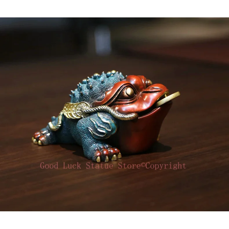 high grade Good luck HOME OFFICE BAR Talisman Bring wealth and treasure Money Drawing JIN CHAN FENG SHUI Brass statue