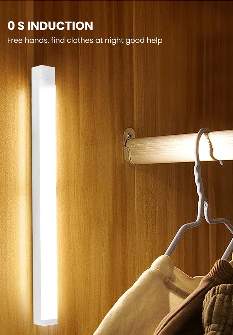 Motion Sensor Lamp Night Light Wireless LED USB Type C Rechargeable Lamp for Kitchen Cabinet Bedroom Wardrobe Staircase Lighting