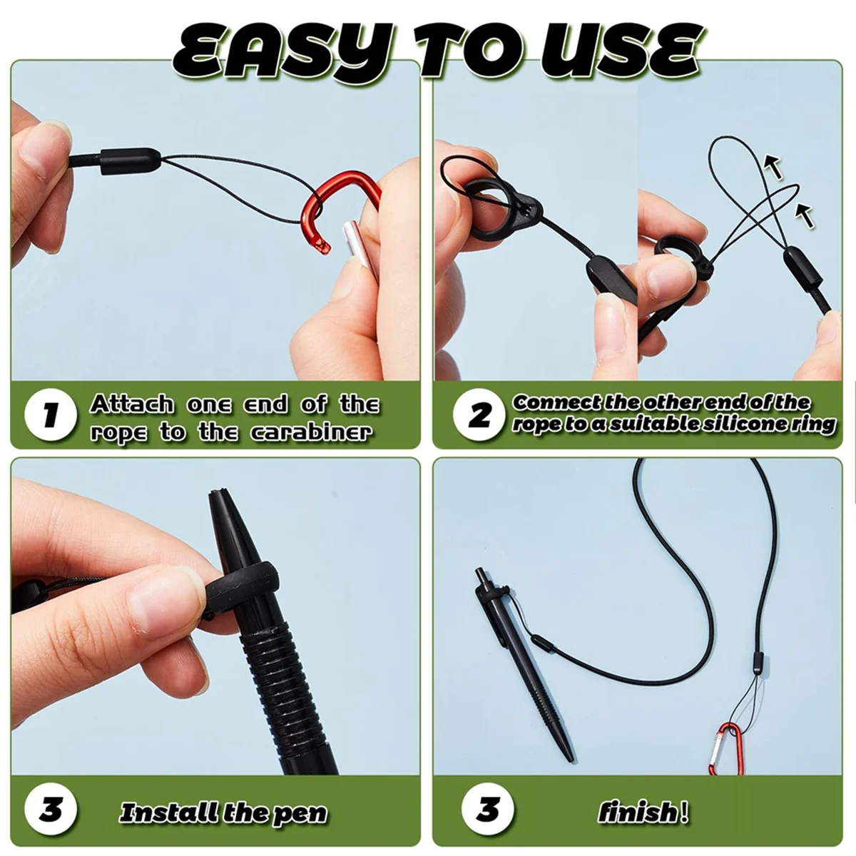 Avançado tecido caneta cordão, caneta cinto, caneta cordão Stand, colar cordão, segurança pescoço cinta, silicone anel conexão fivela