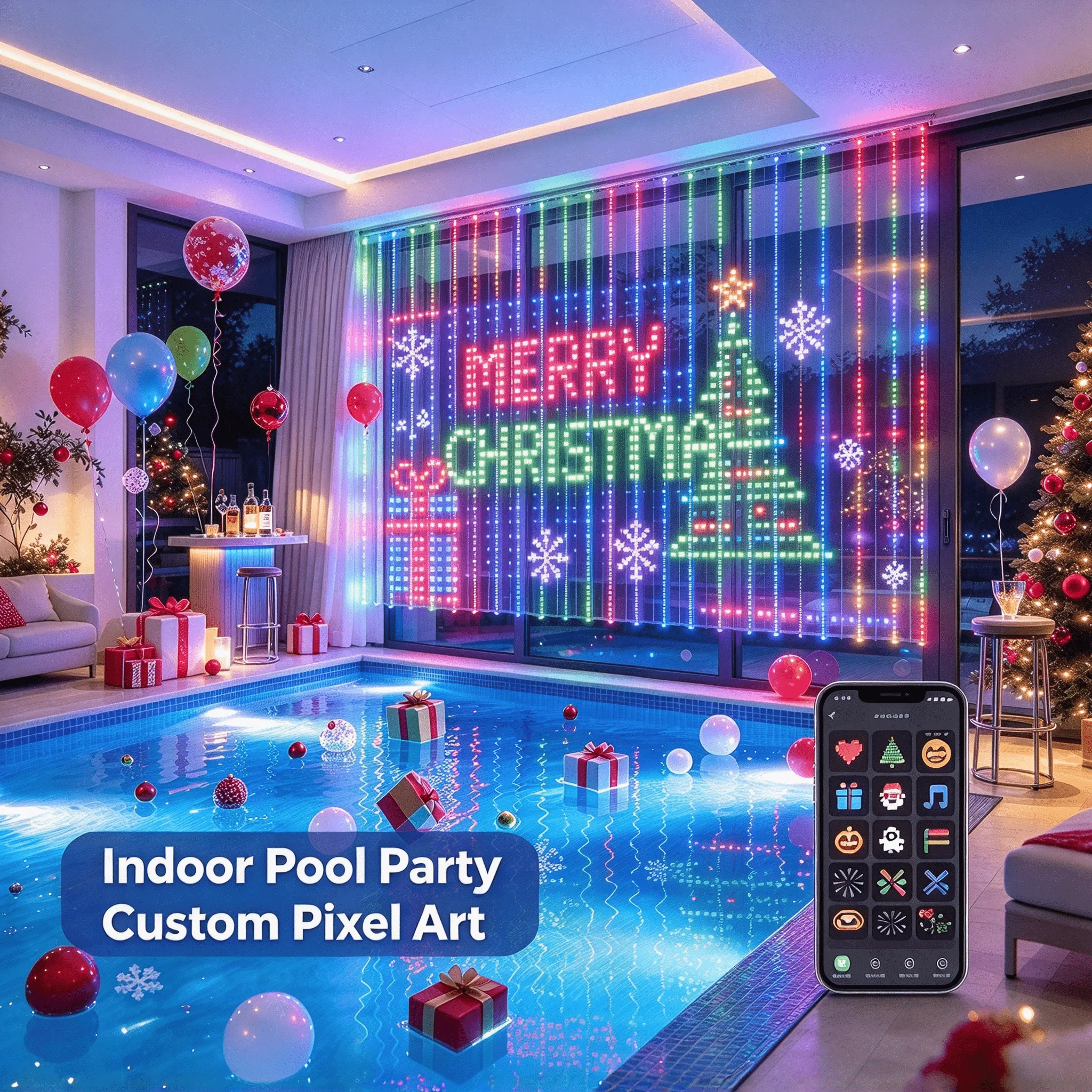 400LEDs Smart LED String Lights Curtain Garland Bluetooth APP Control Christmas DIY Picture Display Wedding Party Decor
