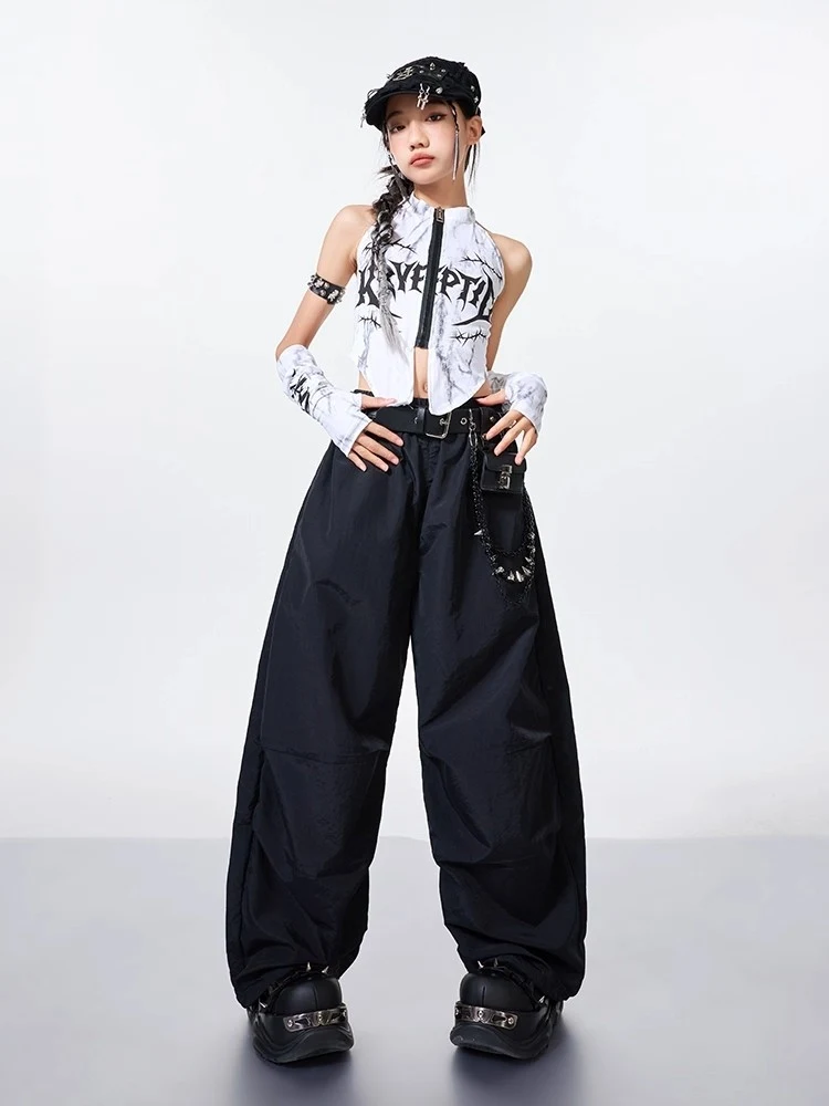 Children Hip Hop Dance Costumes For Girls Vest Black Pants Outfits Street Dance Wear Jazz Modern Dance Stage Clothing DQS20140