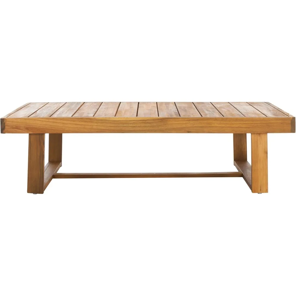 Duncan Natural Brown Solid Wood Slatted Coffee Table - Outdoor Collection
