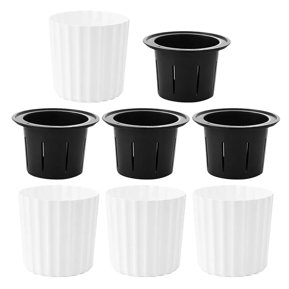 4Pcs White Resin Self Watering Pots 180Mm Round Flower Planters for Indoor Outdoor Plants Modern Elegant Design Herb Orchid