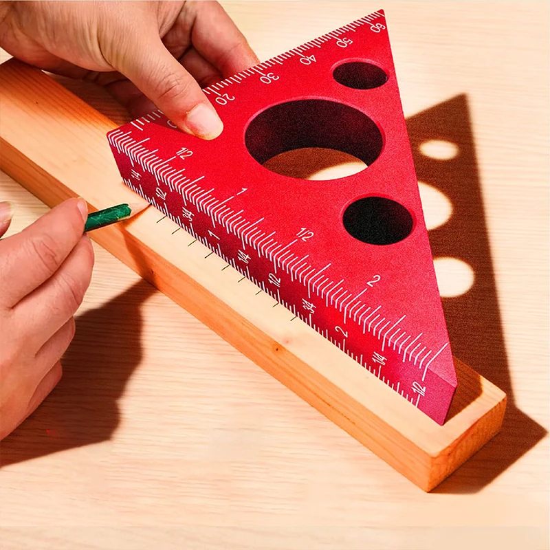 

Прецизионный столярный угольник из алюминиевого сплава, 1 шт., 45-градусный треугольник с имперской и метрической шкалой, равносторонний прямоугольный треугольник