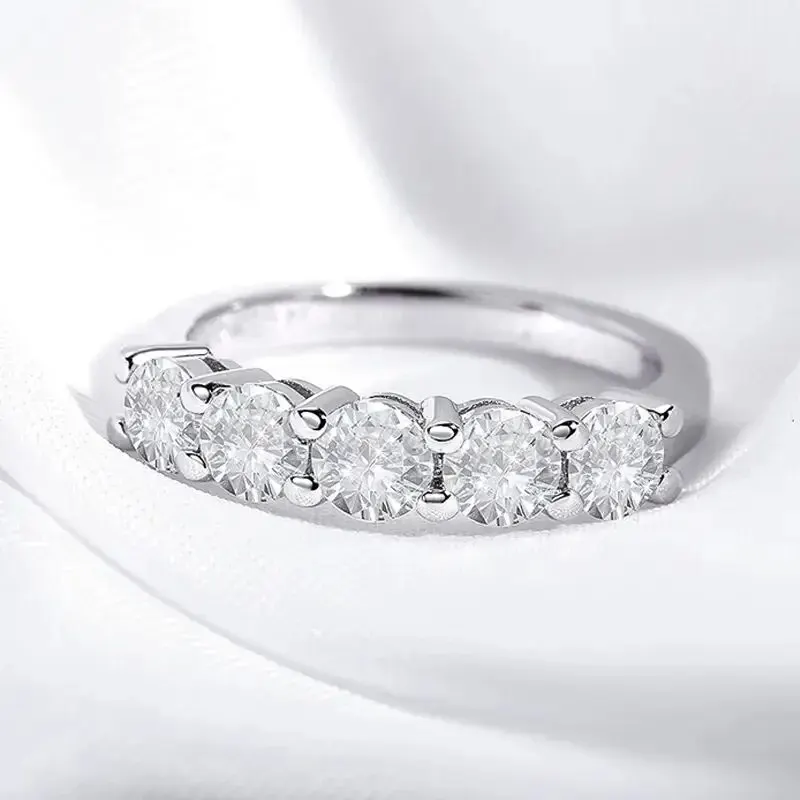 White Gold D Color 4mm Moissanite Ring for Women 1.5CT Stone Match Diamond Wedding Band Bride S925 Sterling Silver GRA