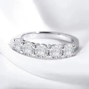 Anel Moissanite de Ouro Branco para Mulheres, Cor D, Pedra 1.5CT, Diamante, Banda De Casamento, Noiva, S925 Sterling Silver, GRA, 4mm 12 principais vendas branco diamante - №1