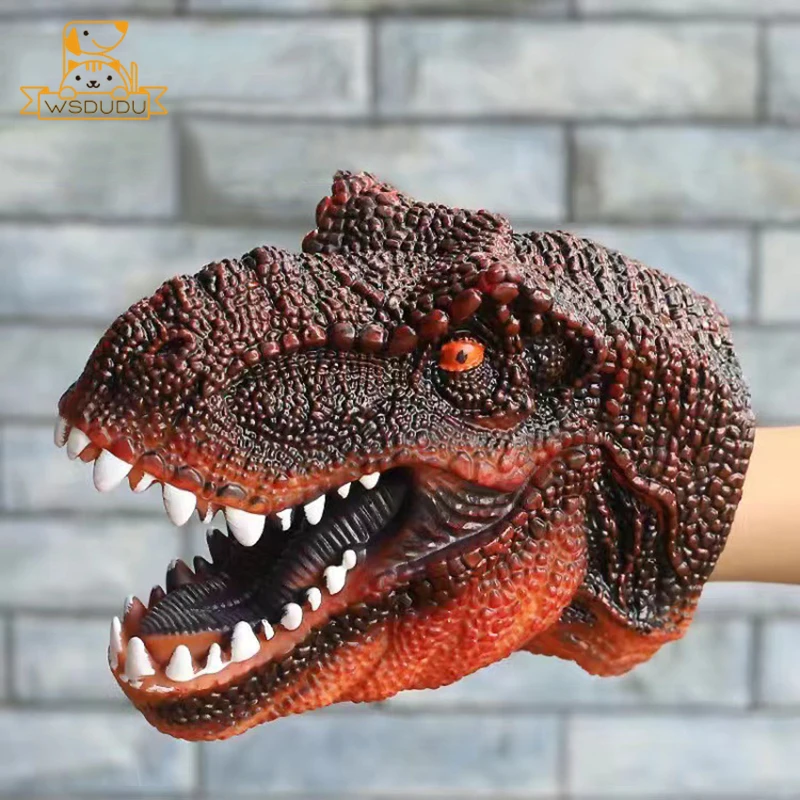 Dinosaur Toy Hand Puppet Elephant Head Figures Animal Glove Tyrannosaurus T Rex Cartoon Figurines Cute Fun Children Adult Gifts