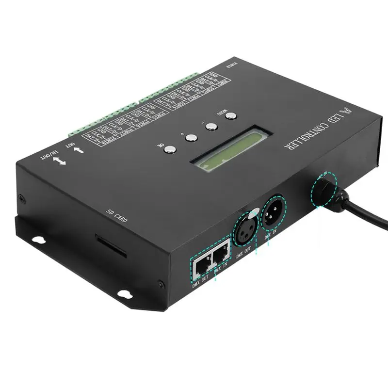 AEE8-Wifi LED Pixel Controller Artnet To SPI Supports Madrix Software LAN Synchrony SD Card DMX512 Console EU Plug