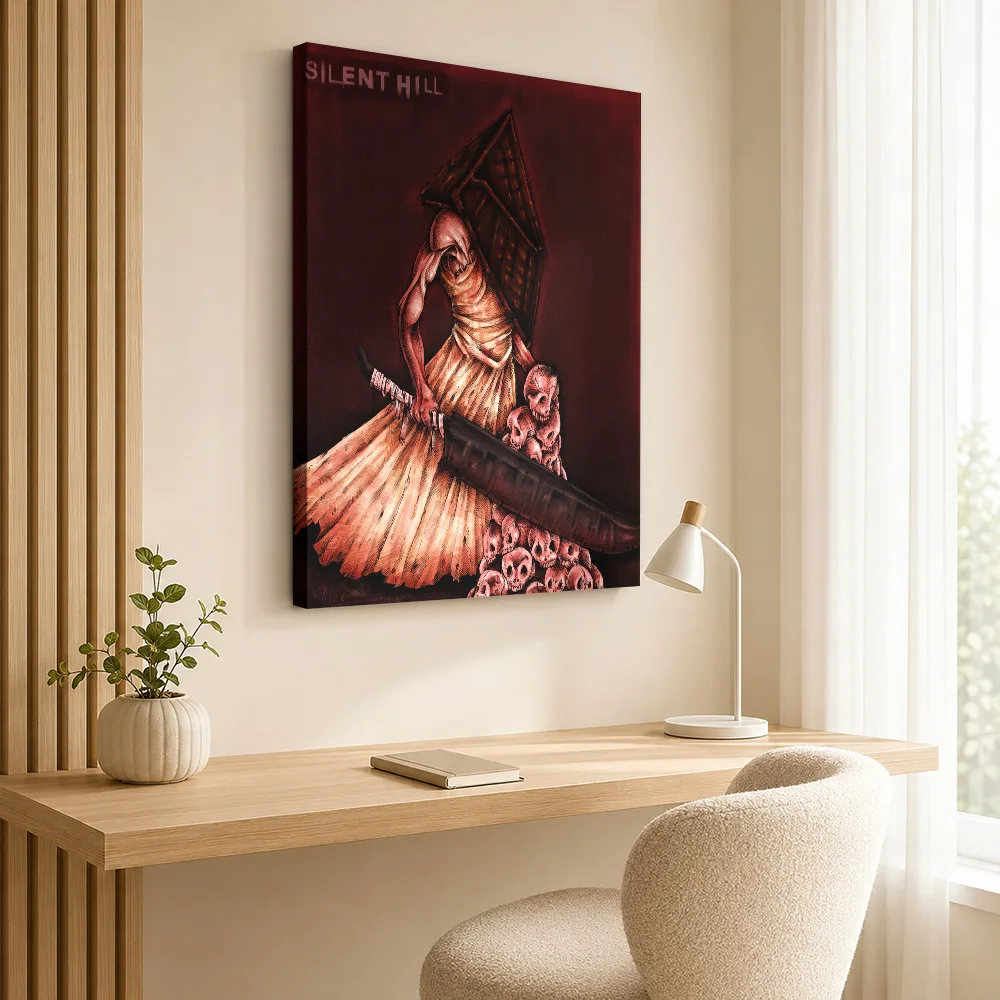 Pyramid Head with Skull Great Knife silent hill Canvas Poster Custom Photo Gothic Horror Wall Paintings Decoration for Bedroom