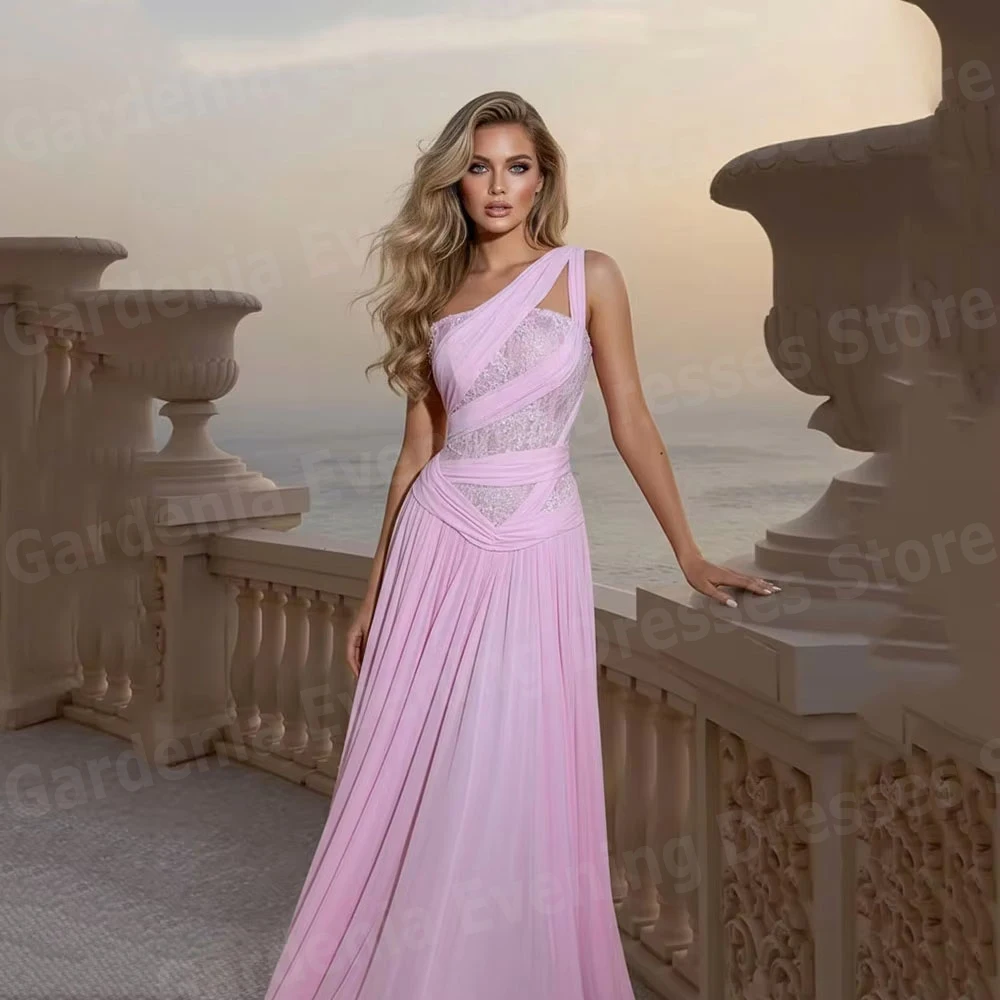 

Изящные женские вечерние платья трапециевидной формы на одно плечо, платья для выпускного вечера без рукавов, Vestidos Para Mujer, кружевное вечернее платье по индивидуальному заказу