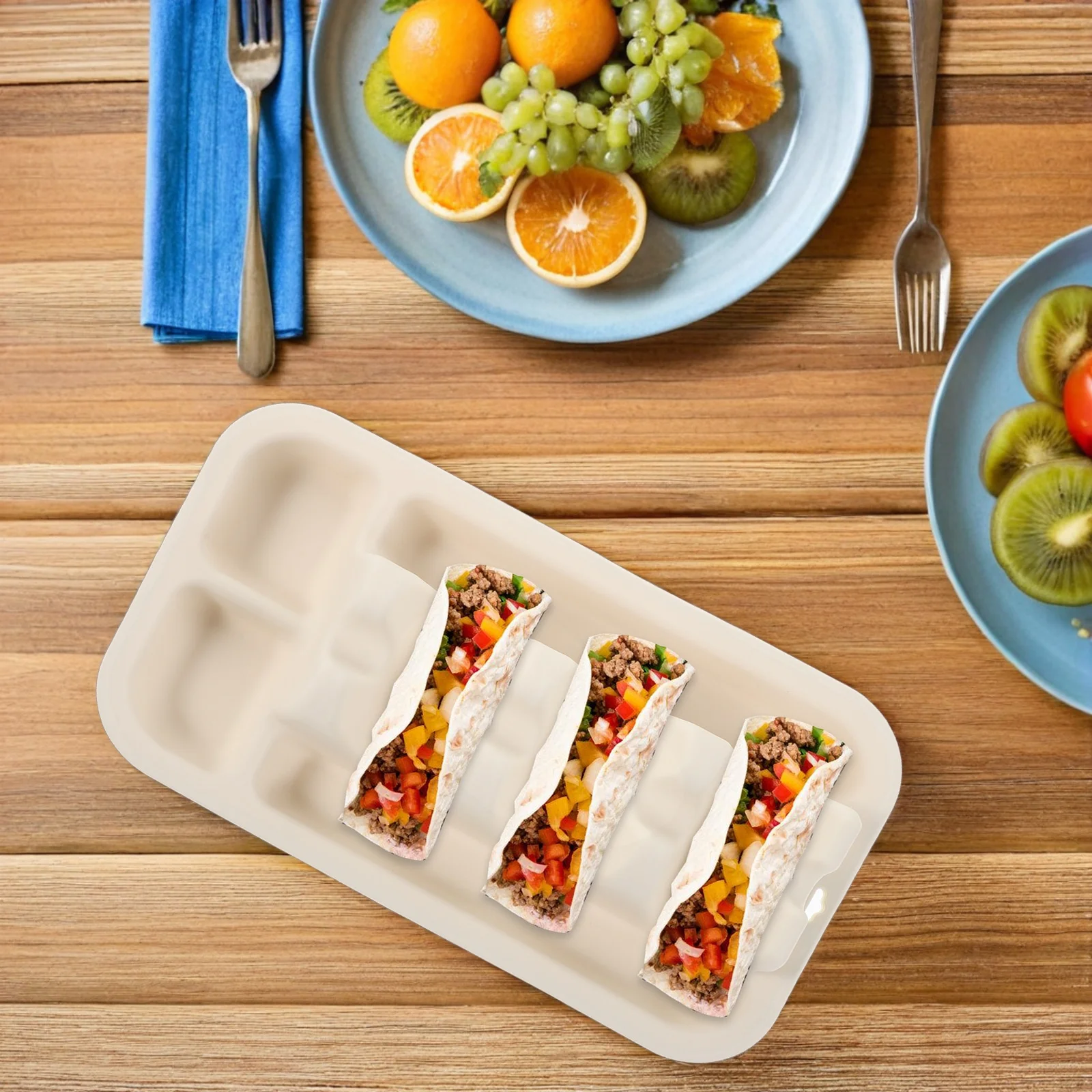 

2 Pcs Divider Tortilla Plate Rack Silica Gel Reusable Taco Plates with Dividers