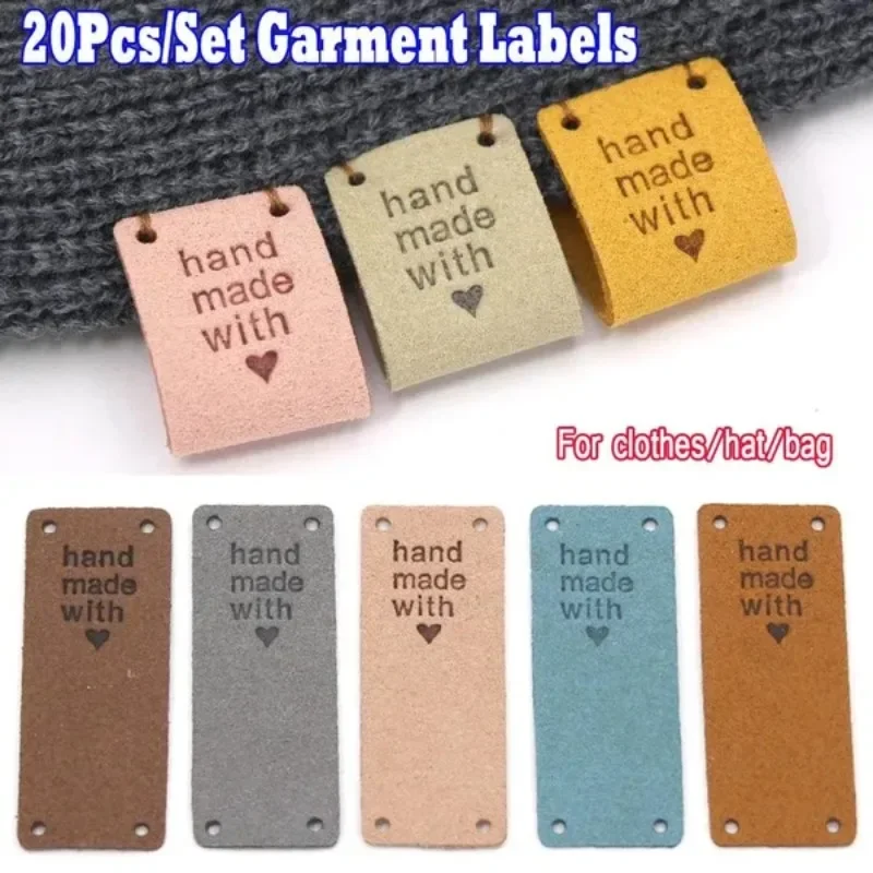 

20 шт./компл. этикетки для шапок, вязаная одежда, кожаные бирки для ручной работы с любовью, этикетки для одежды, аксессуары