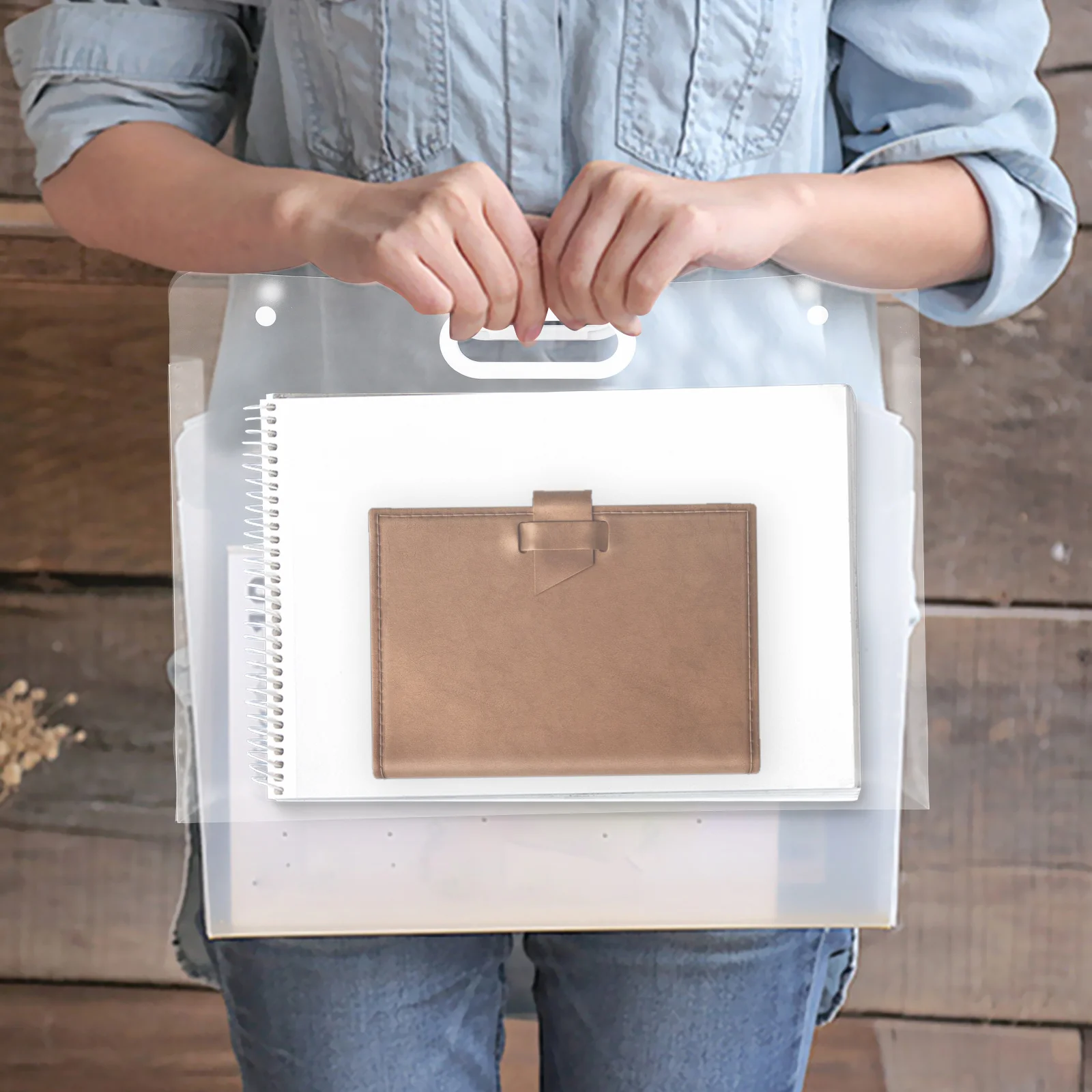 

1pc File Bag Pp Material Folder For Office School Artwork Documents Storage Organizer Portable Plastic Envelope