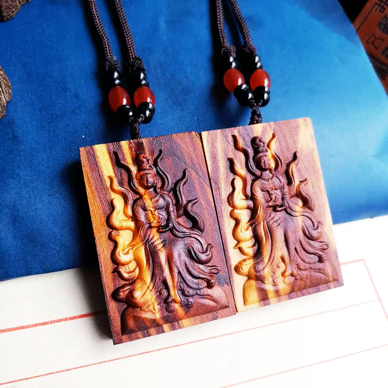 Natural lightning strike peach wood pendant, Nine Tailed Fox pendant, Taoist magic weapon, handicraft Pendant