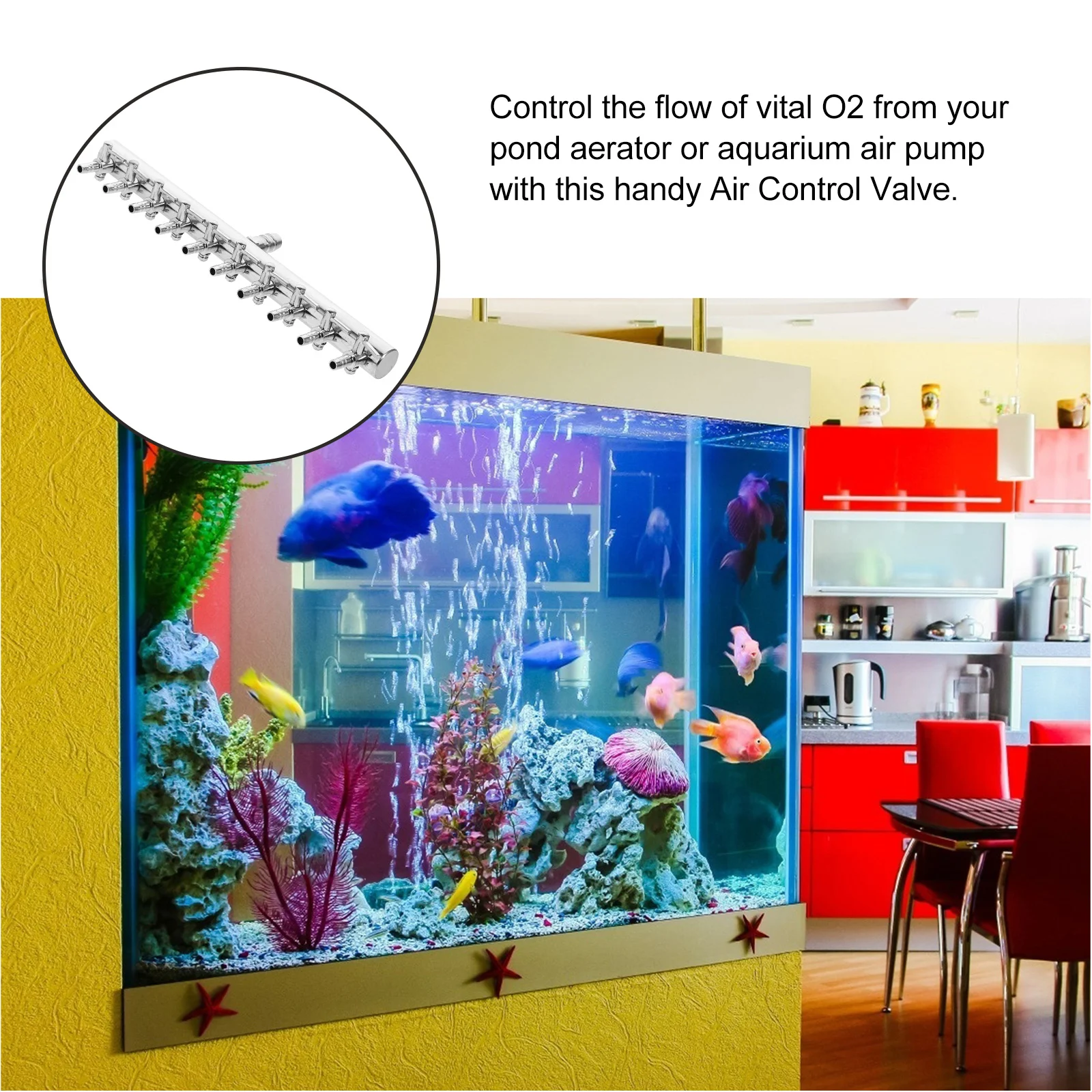 

10 Port 8 to 4Mm Silver Air Control Valve for Aquarium Air Pump Flow Lever Splitter Oxygen Tube Distributor Water Flow