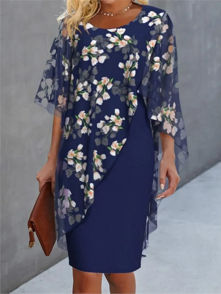

Women's Print Dress Fashion O Neck Package Hip Dresses For Women Casual Holiday Party Skirt Dresses Womens Clothing Summer New