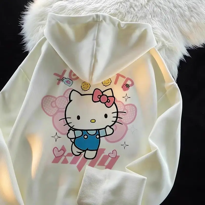 

Sanrio аниме милые толстовки с принтом женские мультфильм Hello Kitty Y2K корейские студенческие свободные толстовки модный милый кардиган одежда