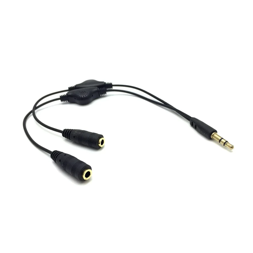 

Black 3.5mm Stereo Plug to 3.5mm Female Audio Headphones Y Splitter Cable with Volume Switch