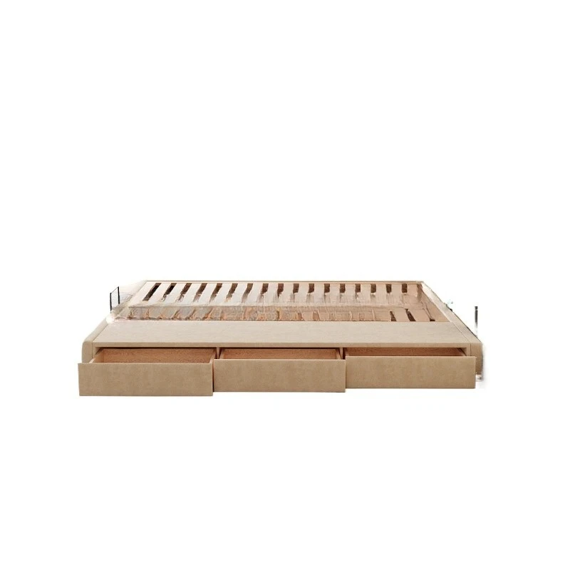 

High box storage fabric bed adjustable lifting bedside French small apartment cat scratching cloth master bedroom bed