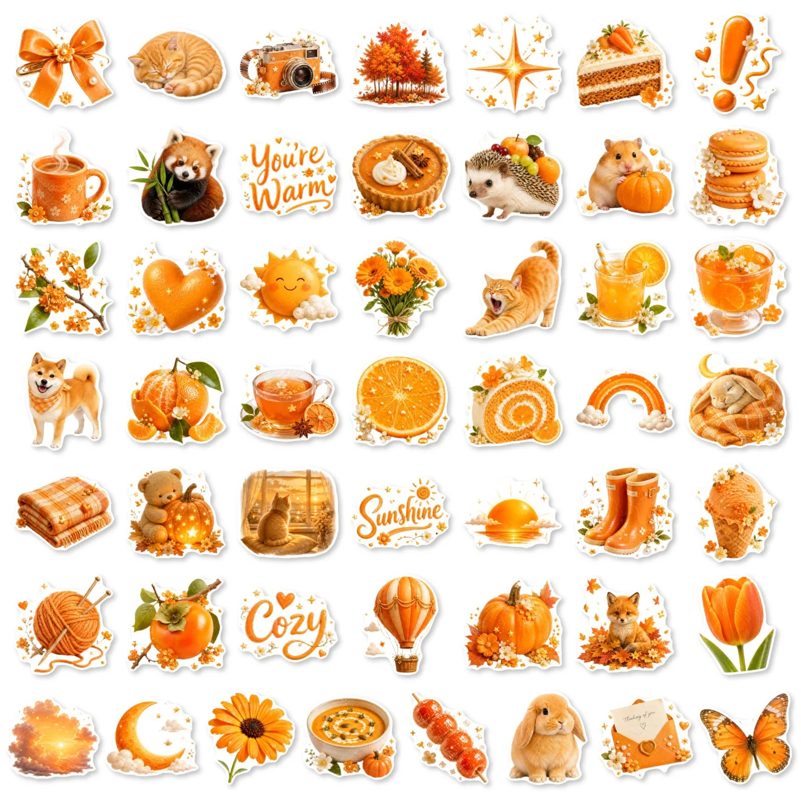50 Pcs Warm Orange Cartoon Hea - Phone Cases Orange 评论和价格