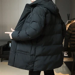 Medium long cotton coat men's large size autumn and winter hooded padded jacket loose thick warm coat Warm padded coat 2024