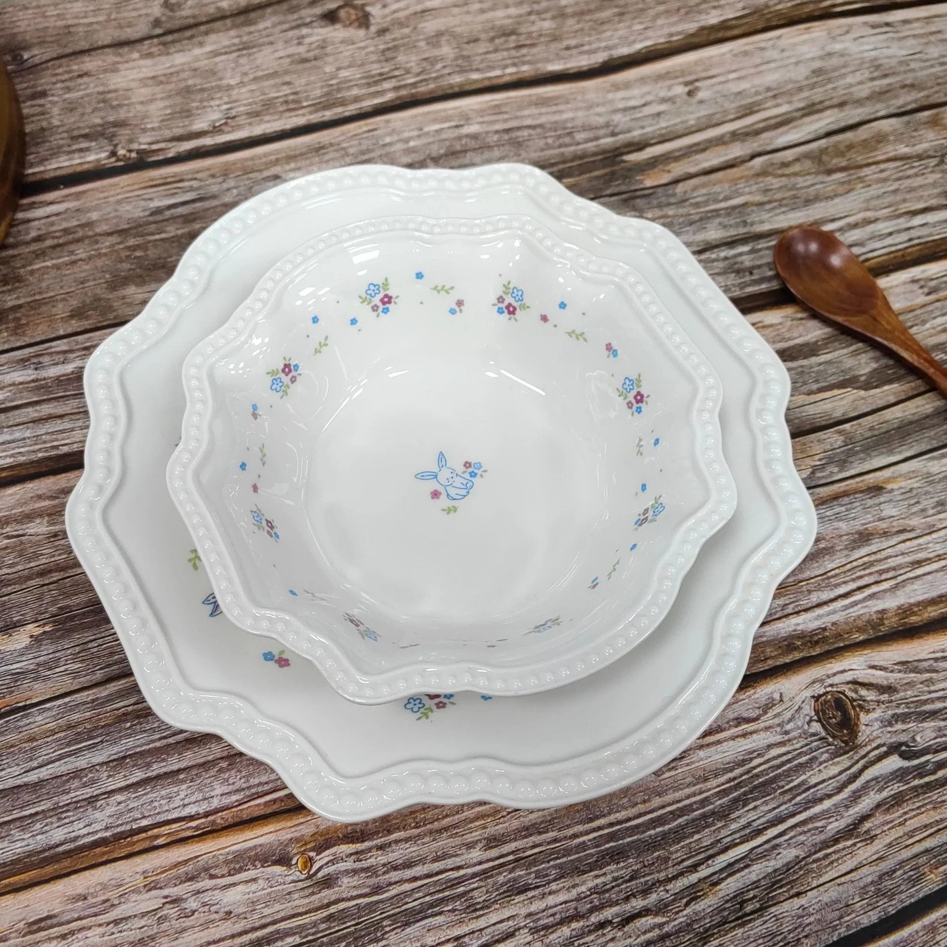 Cute And Playful Style High Temperature Fired Ceramics Plates Dinner Sets Overglaze Color Afternoon Tea Cup And Saucer Rice Bowl