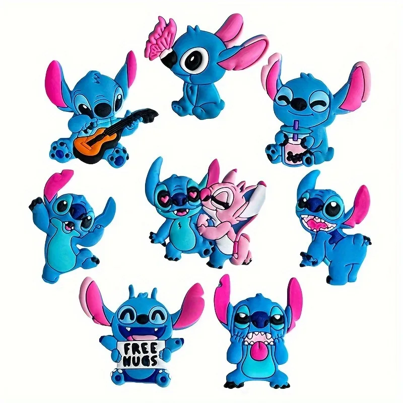 8pcs Disney Stitch Shoe Buckle Cartoon Action Anime Figures Stitch Tigger Mickey Mouse Winnie The Pooh PVC Cute Crocs Ornaments