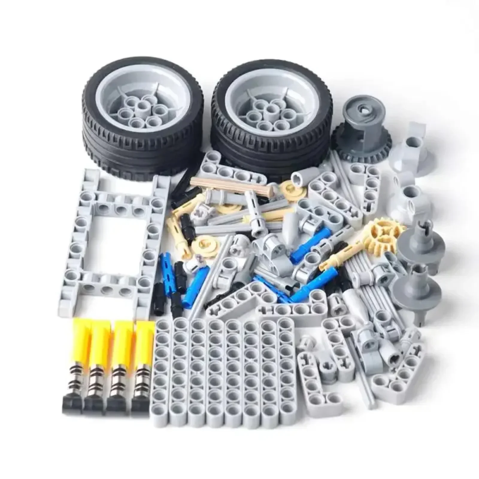 MOC Sistema di trasmissione posteriore Ammortizzante Telaio per auto Blocchi di costruzione con differenziali Mattoni tecnici Giocattoli Parti accessorie Grigio
