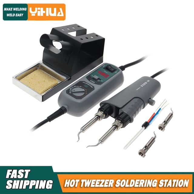 YIHUA 938D przenośna gorąca pęseta Mini stacja lutownicza gorąca pęseta do naprawy BGA SMD 110 V/220 V wtyczka EU/US/GB/AU