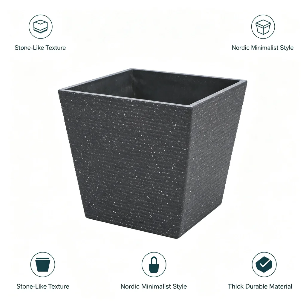 Plastic Square Extra Large for Indoor Environments with Recycled Content and Functional Ventilation for Root Health