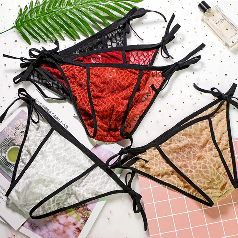 

5PCS Men Briefs Adjust One Size Sexy Underwear Ultra-thin Transparent Mesh Breathable Lace Straps Underpants Men Briefs Bikini