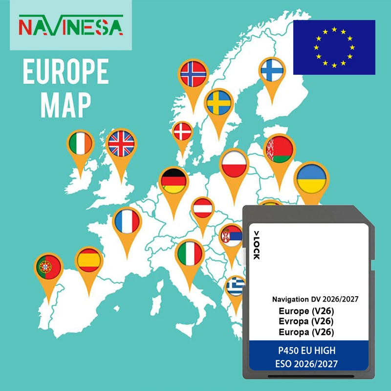 for Volkswagen Touran 5T 2016 SD Card 64GB Cover Europe Map Car Belgium Austria Denmark HUNGARY Netherland Poland
