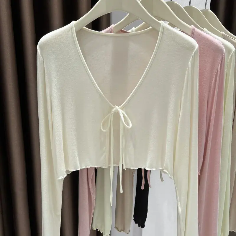 Ultradünnes Gefühl, Modal, Gürtel, Sonnenschutz, Damenbekleidung, Eisseide, vertuschen, offene Strickjacke, Oberbekleidung, Oulder-Bellow Jaet