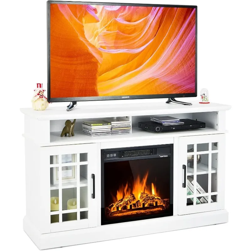 

48 inch Electric Fireplace TV Stand with Remote Control, TV Stand with Fireplace Heater, Multifunctional Console Table