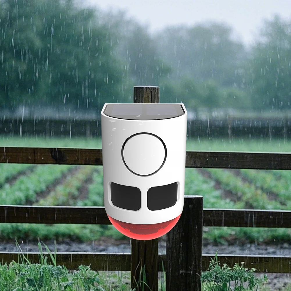 Solar-Infrarot-Bewegungsmelder-Alarm, Heimsicherheitsalarm mit blinkendem Licht, um Waschbär, Hirsch, Skunk Bear Coyote abzudecken