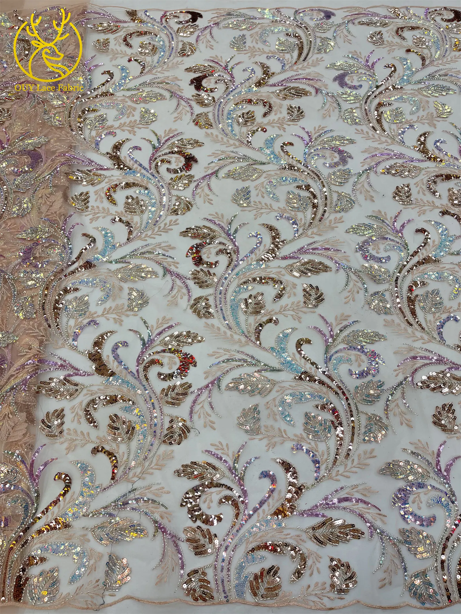 Luxuriöser Goldener Afrikanischer Perlen-Pailletten-Spitzenstoff 2026 Eleganter Französischer Stickerei-Tüllspitzenstoff Nigerianisches Party-Hochzeitskleid – Detail 16