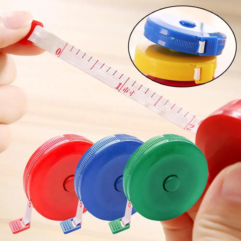 1.5m Pocket Plastic Round Tape Measure Tapeline Tape Measure Ruler Sewing Tool Mini Gadget Ruler Band Color Random
