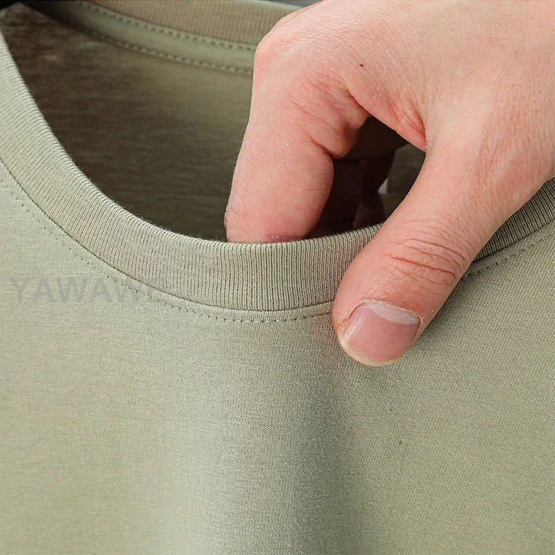 تي شيرت YAYAWA مخصص لتوفير شعارك: أزرق داكن، طباعة أمامية وخلفية، قطن مسامي، مثالي للعلامات التجارية #4