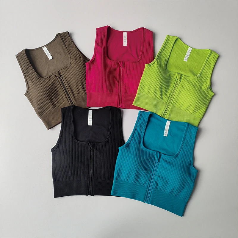 Zippered Sports Underwear in Front of High-intensity Running Styling Bra Shock-proof Gathering Quick-drying Breathable Yoga Vest