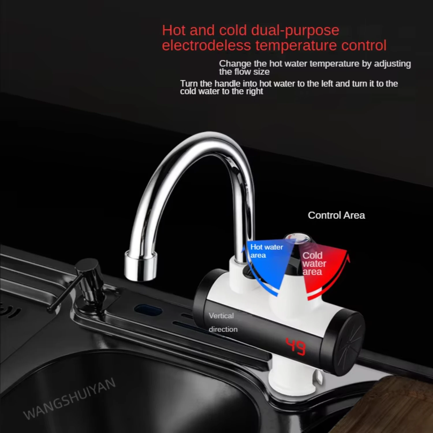 Kitchen Instant Hot Water Faucet Heater - Tankless Water Heater for Cold Heating and Instantaneous Hot Water