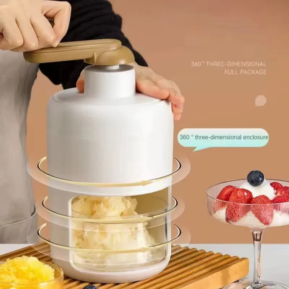 Manual Ice Shaver Machine for Home DIY Slushy Snow Cone Maker Portable Hand Crank Stainless Steel Blade Kitchen