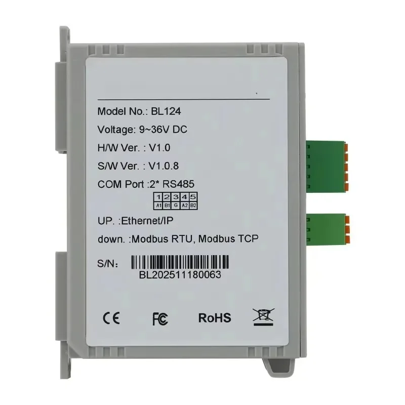 BL124 Industrial IoT Gateway Modbus RTU/TCP to Ethernet/IP Protocol Converter (2-Ethernet + 2-Channel RS485)