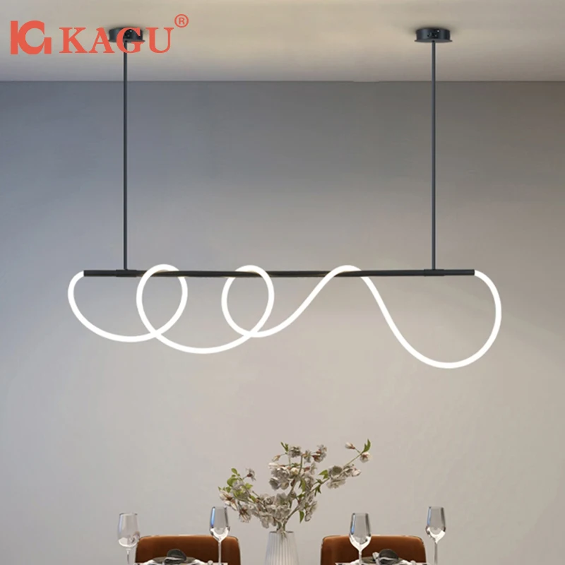 

Modern Long Hose Led Ceiling Chandelier for Table Dining Room Kitchen Bar Pendant Lighting Suspension Design Lusters Luminaires