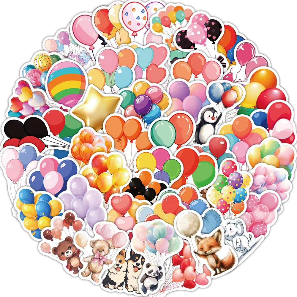 50PCS Colorful Festival Balloon Graffiti Stickers Party Decoration Stickers Diary Laptop Skateboard Water Cup Guitar Decoration